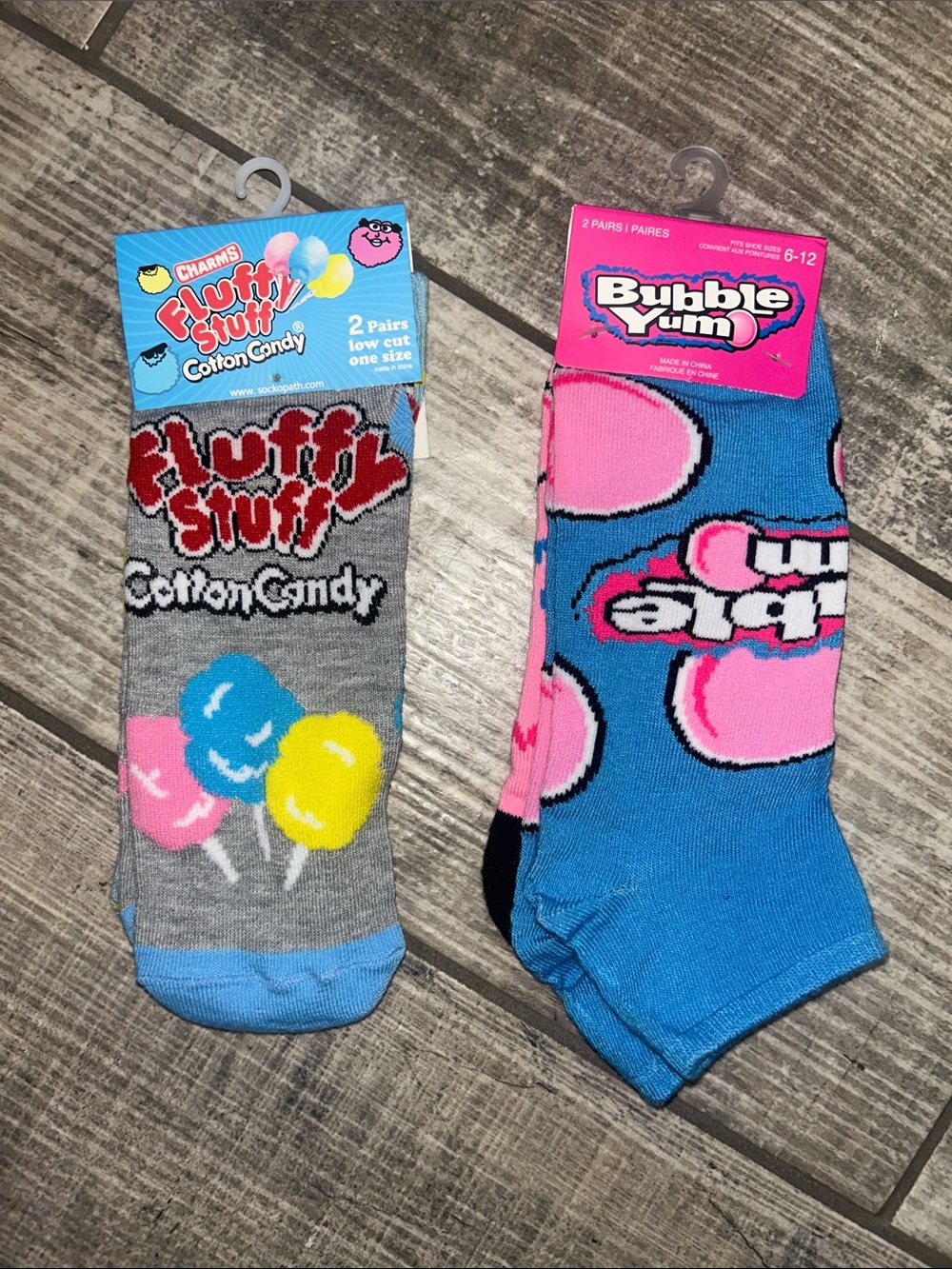 4 pairs Low Cut Socks Bubble Yum & Fluffy Stuff NWT Novelty